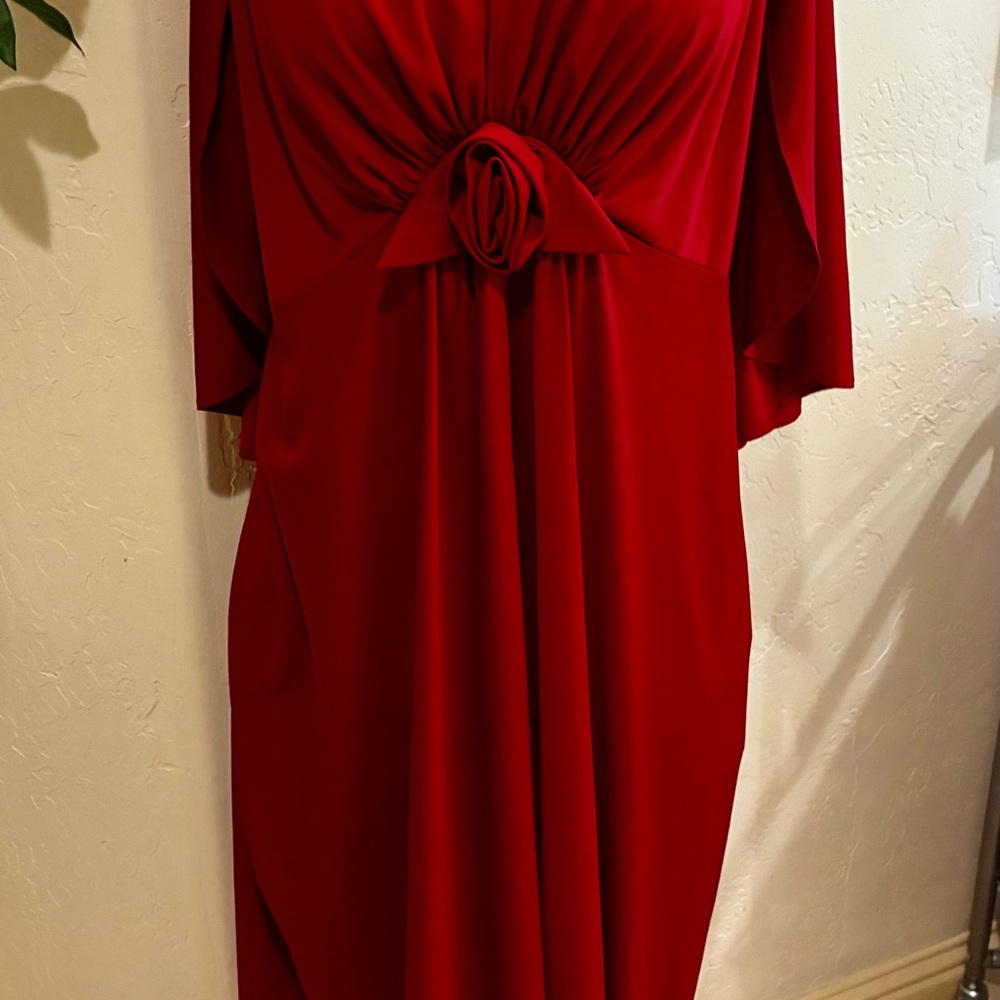 Elegant  vintage 70’s Red  cape Dress